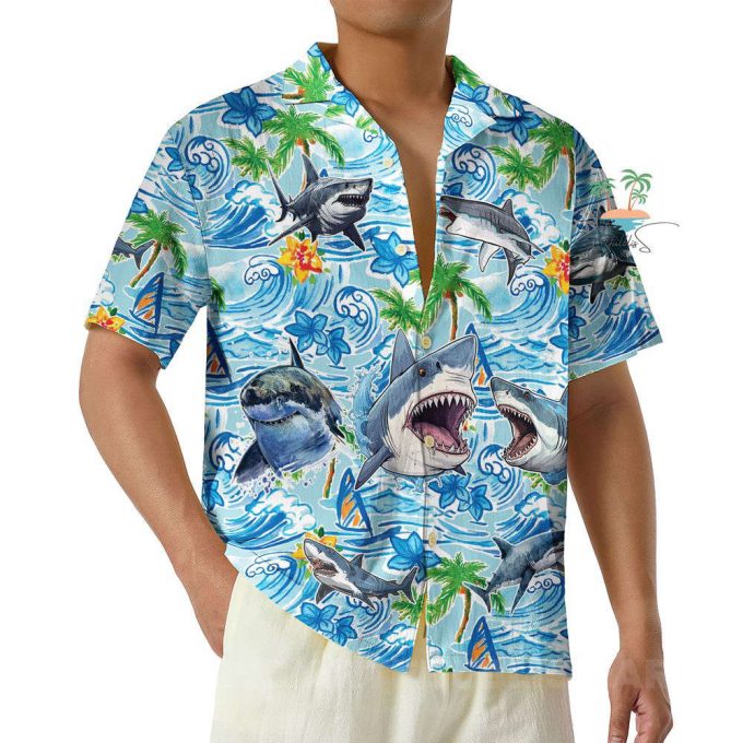 Shark Aloha Hawaiian Shirt, Beach Party Shark Lover Hawaii Shirt 4