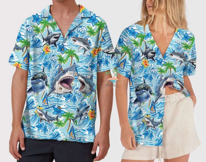 Shark Aloha Hawaiian Shirt, Beach Party Shark Lover Hawaii Shirt 6