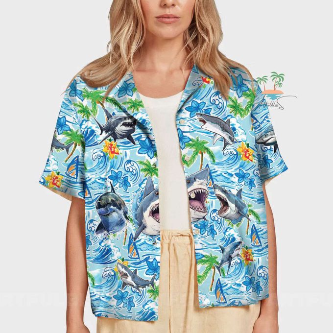 Shark Aloha Hawaiian Shirt, Beach Party Shark Lover Hawaii Shirt 7