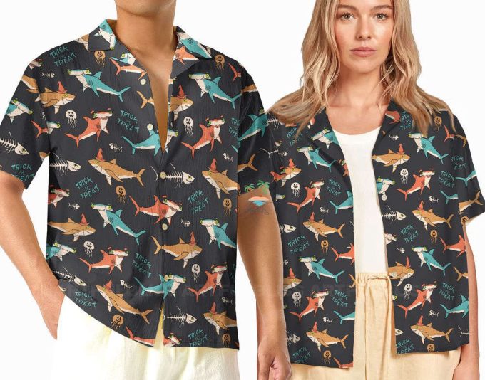 Shark Halloween Trick Or Treat Hawaiian Shirt 2