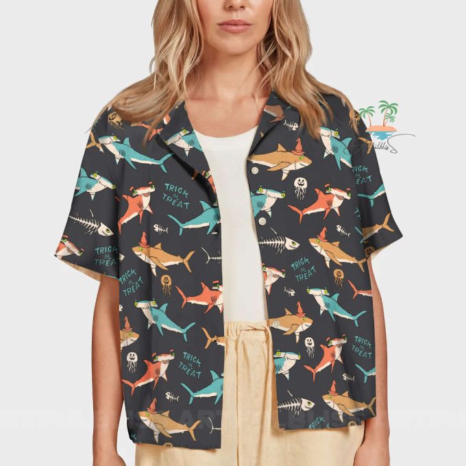 Shark Halloween Trick Or Treat Hawaiian Shirt 7