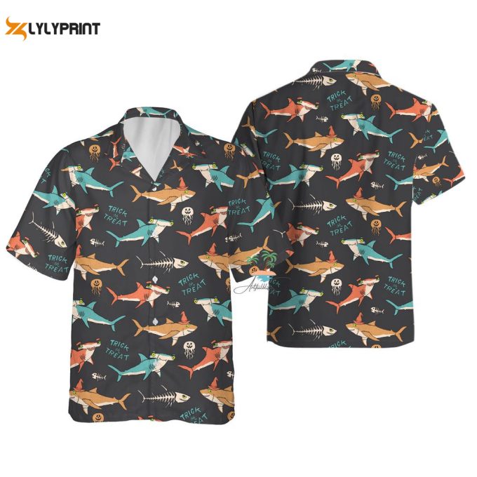 Shark Halloween Trick Or Treat Hawaiian Shirt 1