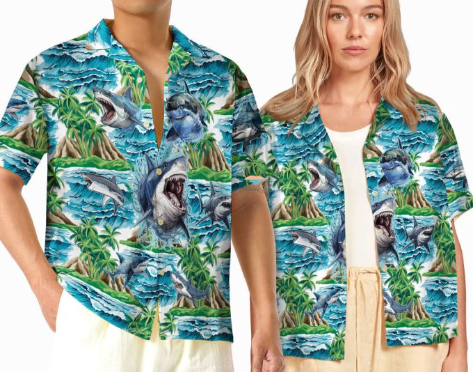 Shark Hawaiian Shirt, Beach Party Shark Aloha Hawaii Shirt 2