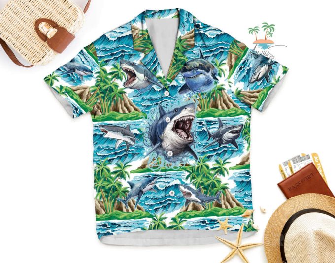 Shark Hawaiian Shirt, Beach Party Shark Aloha Hawaii Shirt 4