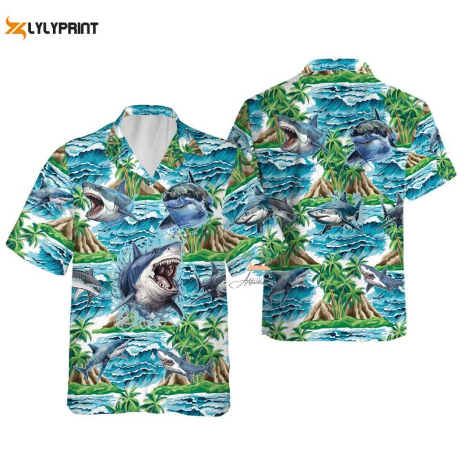 Shark Hawaiian Shirt, Beach Party Shark Aloha Hawaii Shirt 1