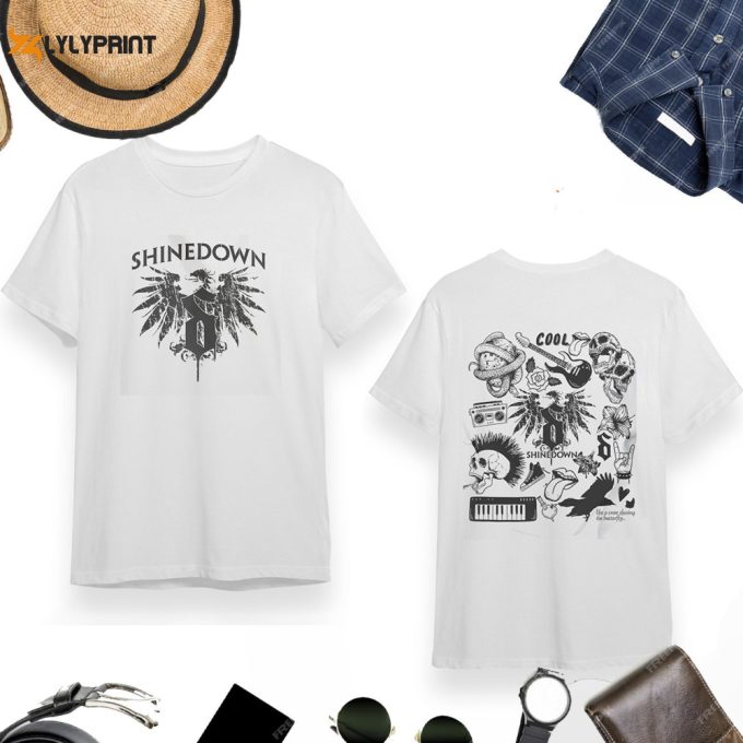 Shinedown Doodle Art Shirt 2 Side Vintage Shinedown Merch Lyric Album T Shirt Retro Shinedown Tour Shirt 1