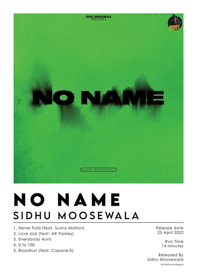 Sidhu Moosewala No Name Album Poster 3