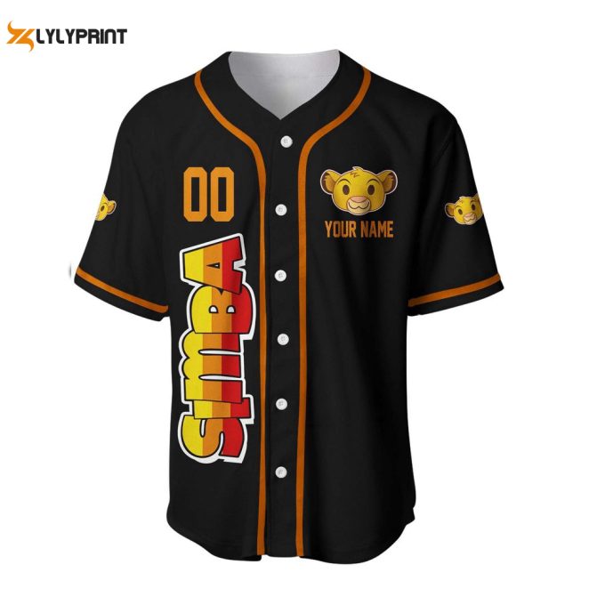 Simba Lion King Black Yellow Red Ombre | Disney Baseball Jersey Personalized 1