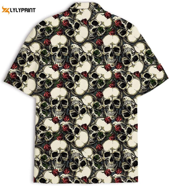 Skull And Flower Hawaiian Shirt, Horror Aloha Shirt 1