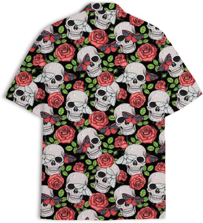 Skull And Flower Hawaiian Shirt, Horror Aloha Shirt 3