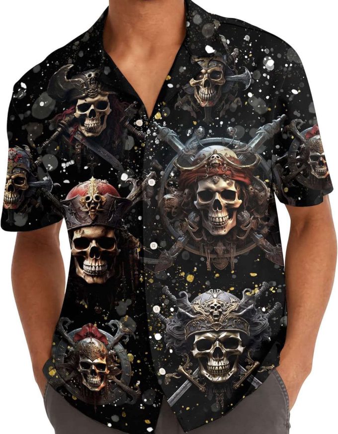 Skull Pirate Hawaiian Shirt, Horror Aloha Shirt 5
