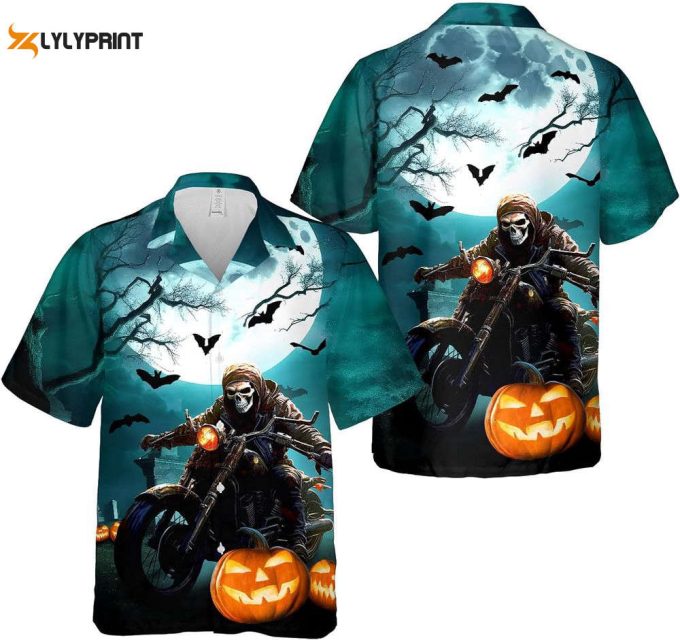 Skull Pumpkin Hawaiian Shirt, Horror Aloha Shirt 2
