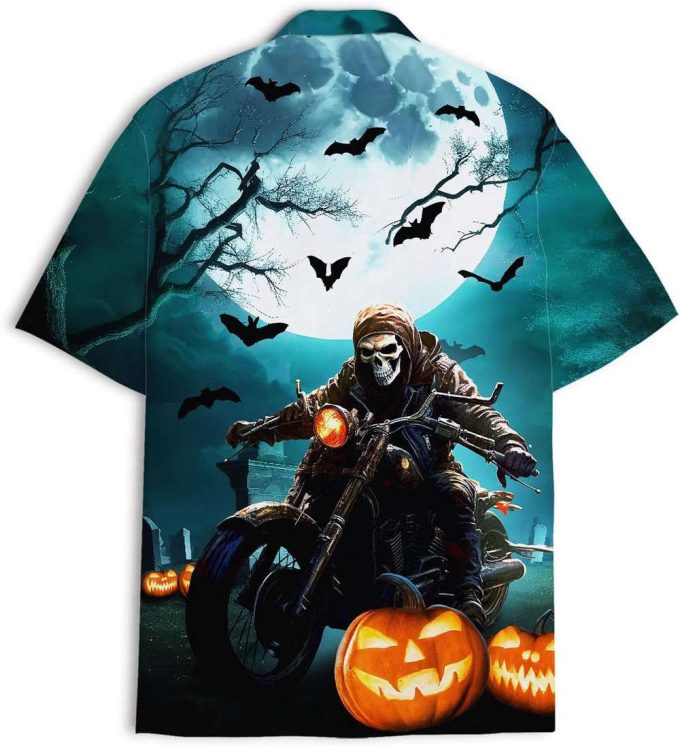 Skull Pumpkin Hawaiian Shirt, Horror Aloha Shirt 3