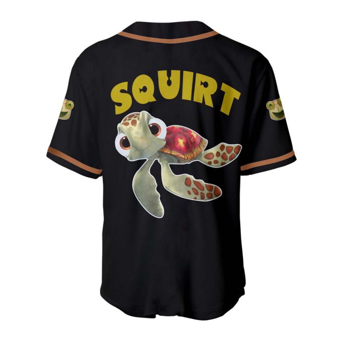 Squirt Turtle Finding Nemo Black Yellow Baseball Jersey 3