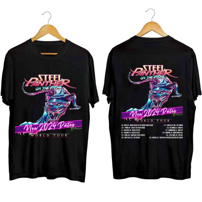 Steel Panther On The Prowl World Tour New 2024 Dates Shirt, Steel Panther Band Fan Shirt, Steel Panther Concert 2024 Shirt 1