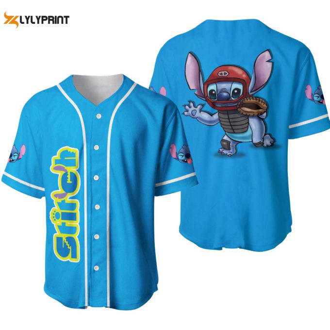 Stitch Blue White |Custom Disney Baseball Jersey 1