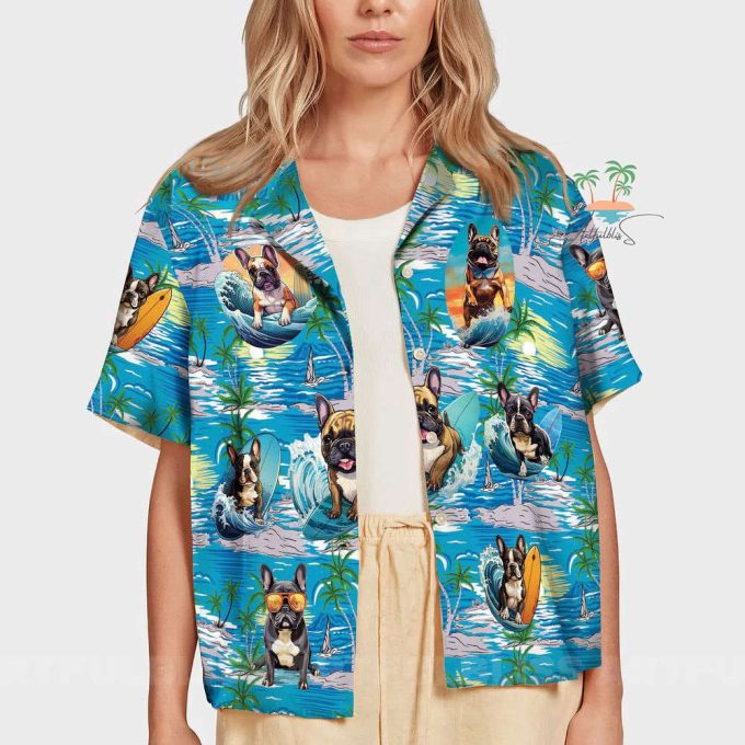 Surfing Bulldog Hawaiian Shirt, Aloha Beach Hawaii Shirt