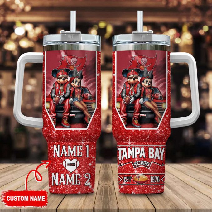Tampa Bay Buccaneers Nfl Mickey And Minnie Couple 40Oz Stanley Tumbler Custom Name 2