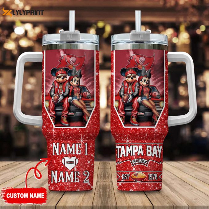 Tampa Bay Buccaneers Nfl Mickey And Minnie Couple 40Oz Stanley Tumbler Custom Name 1