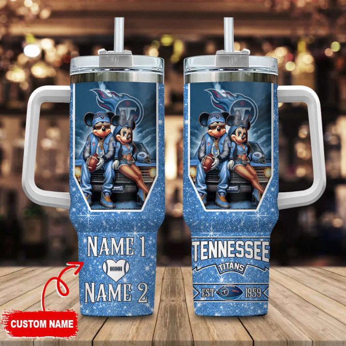 Tennessee Titans Nfl Mickey And Minnie Couple 40Oz Stanley Tumbler Custom Name 2