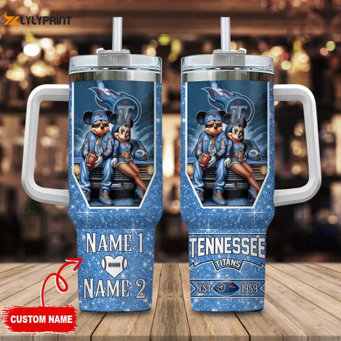 Tennessee Titans Nfl Mickey And Minnie Couple 40Oz Stanley Tumbler Custom Name 1