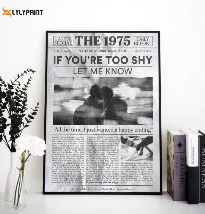 The 1975 Retro Newspaper Poster, If You Are Too Shy Song Lyrics Poster