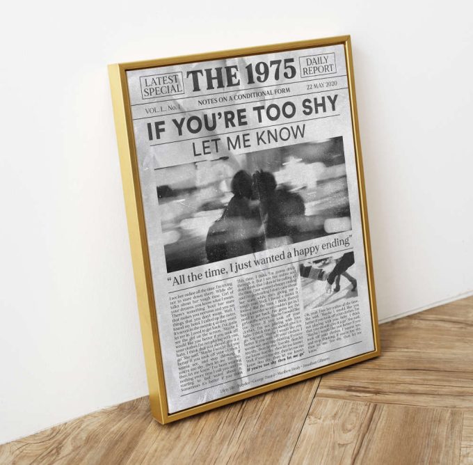 The 1975 Retro Newspaper Poster, If You Are Too Shy Song Lyrics Poster 5