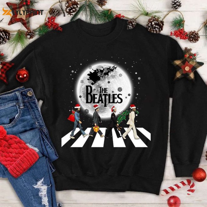 The Beatles Walking Across Abbey Road Christmas T-Shirt, The Beatles Xmas, Music Lover Christmas Gift, Funny Christmas, Sweet Christmas 1