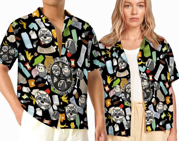 The Trinity Of Forbidden Cats T-Shirt, Raccoon Summer Hawaiian Shirt 2