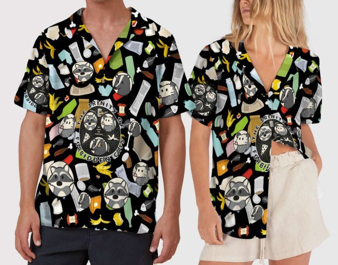 The Trinity Of Forbidden Cats T-Shirt, Raccoon Summer Hawaiian Shirt 5