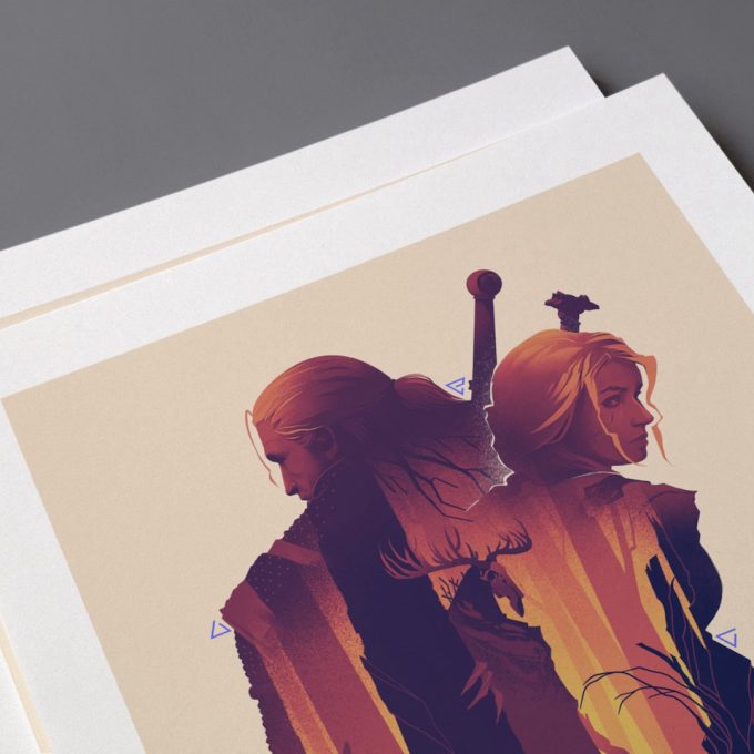 The Witcher Art Print, Geralt, Ciri, Leshen Forest Scene Premium Matte Vertical Posters 3