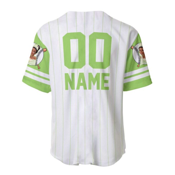 Tiana Princess White Lime Green Disney Custom Baseball Jersey 2