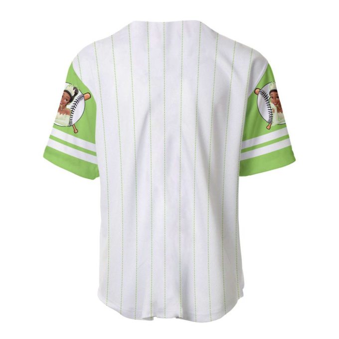Tiana Princess White Lime Green Disney Custom Baseball Jersey 3