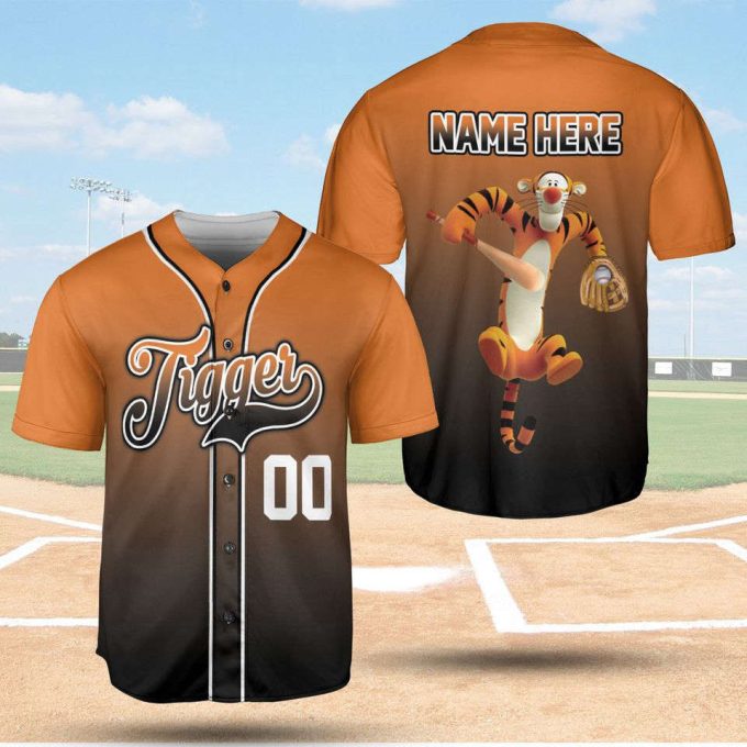 Tigger Black Orange Baseball Jersey Shirt 4