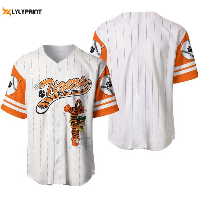 Tigger Tiger White Orange Disney Unisex Cartoon Graphic Casual Outfits Baseball Jersey