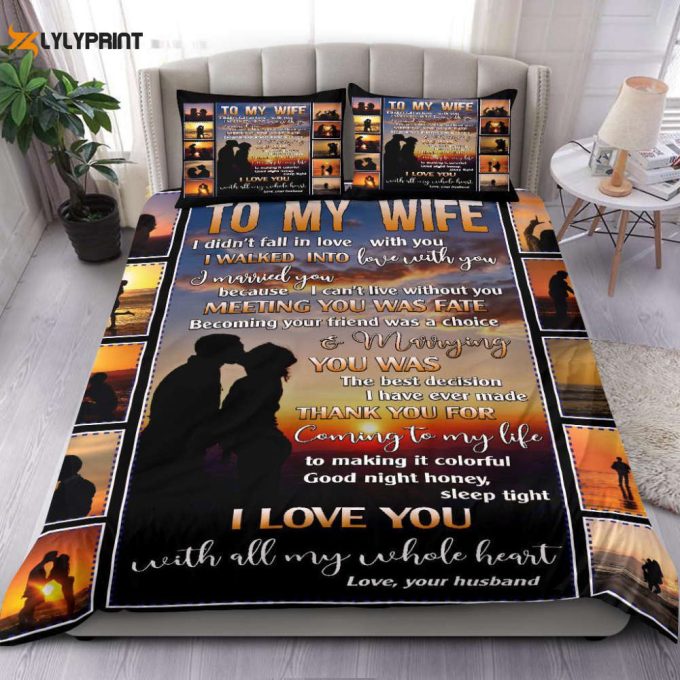 To My Wife Beach Sunset Duvet Cover Bedding Set Gift For Fans 1