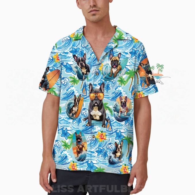 Tropical Flowers Bulldog Hawaiian Shirt 3