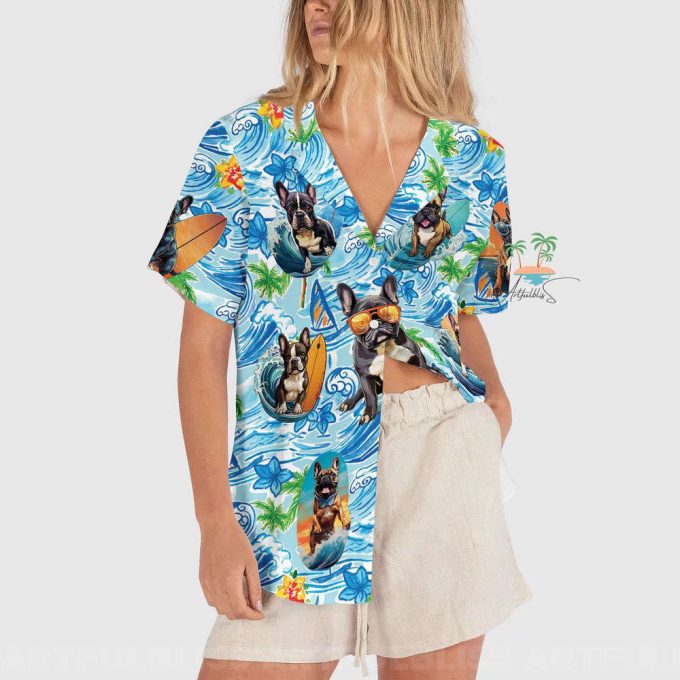 Tropical Flowers Bulldog Hawaiian Shirt 4