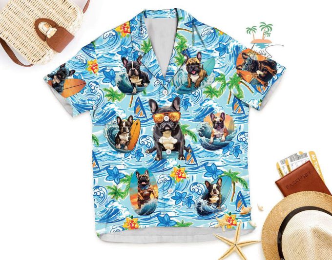 Tropical Flowers Bulldog Hawaiian Shirt 5