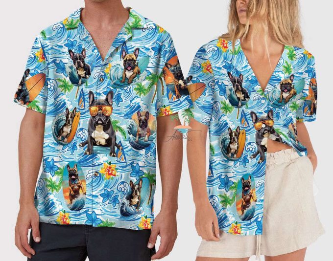 Tropical Flowers Bulldog Hawaiian Shirt 6