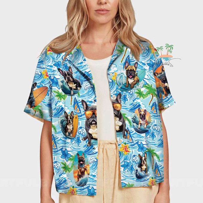 Tropical Flowers Bulldog Hawaiian Shirt 7