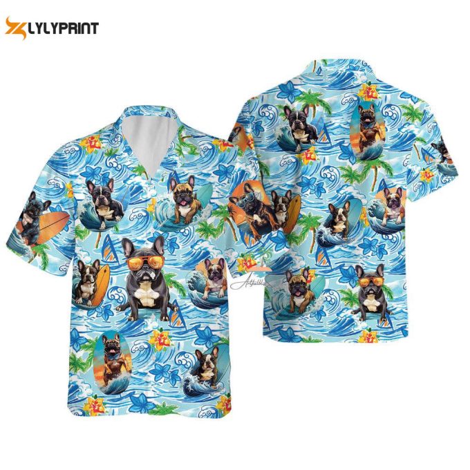 Tropical Flowers Bulldog Hawaiian Shirt 1