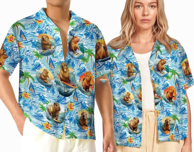 Tropical Flowers Capybara Hawaiian Shirt 2