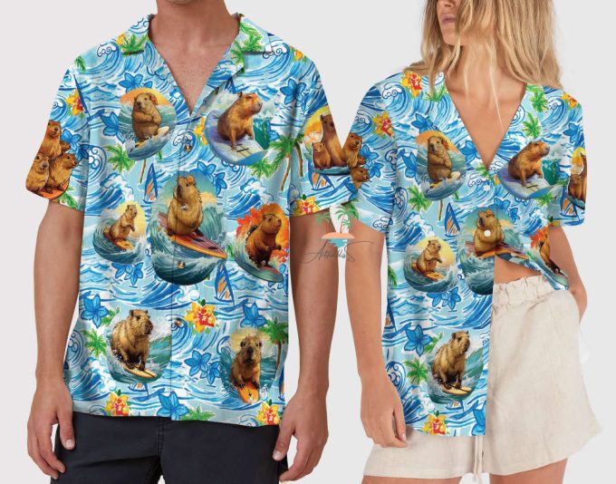 Tropical Flowers Capybara Hawaiian Shirt 5