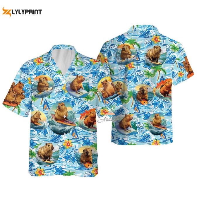 Tropical Flowers Capybara Hawaiian Shirt 1