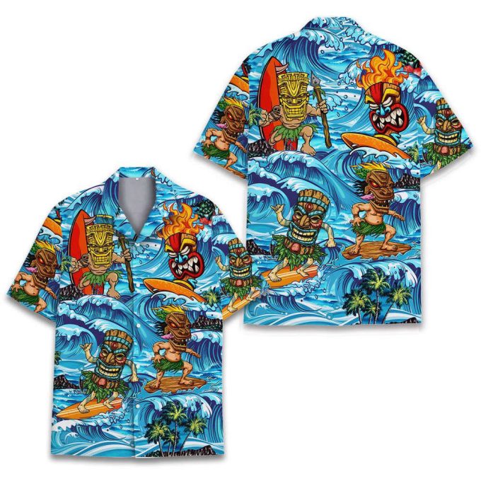 Tropical Surfing Tiki Hawaiian Shirts 3