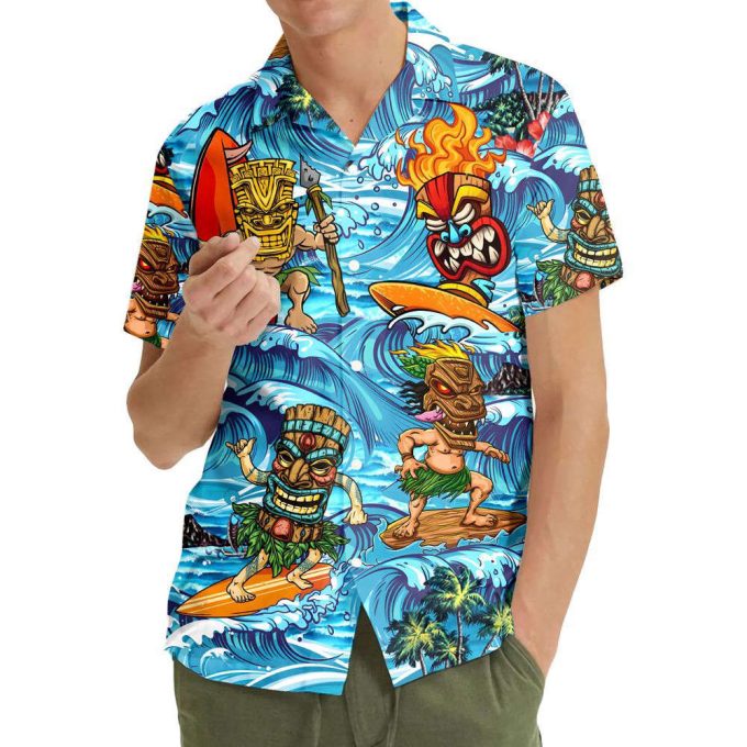 Tropical Surfing Tiki Hawaiian Shirts 4