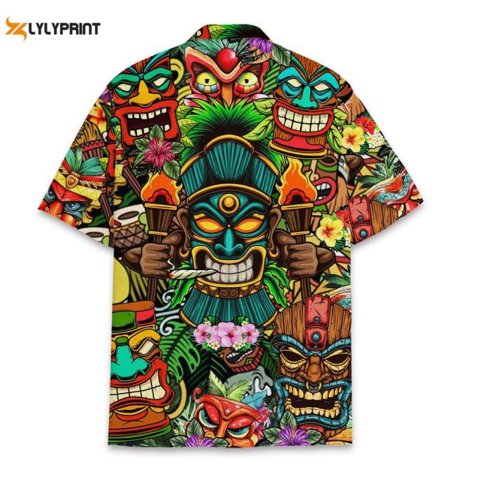 Tropical Tiki Head Hawaiian Shirts 2