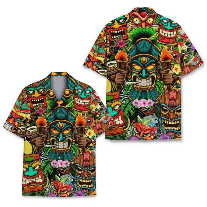 Tropical Tiki Head Hawaiian Shirts 3