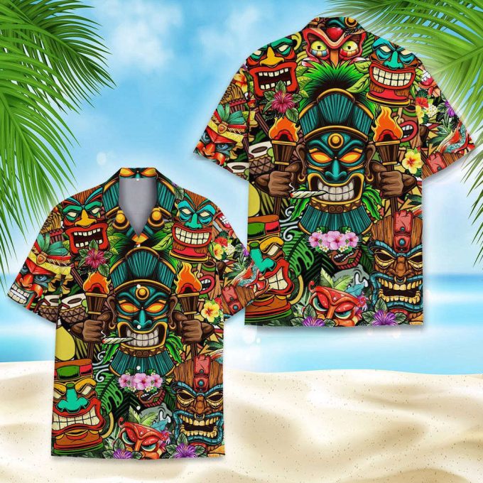 Tropical Tiki Head Hawaiian Shirts 4